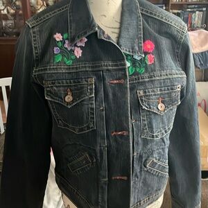 Lee denim jacket with embroidered flowers